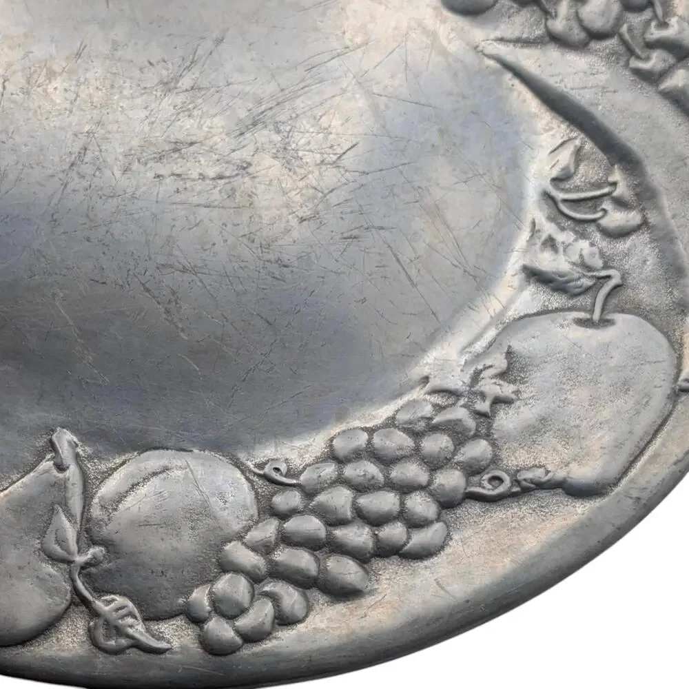 Vintage Wilton Armetale RWP Fruit Relief Oval Serving Platter‎ Tray Pewter Dish